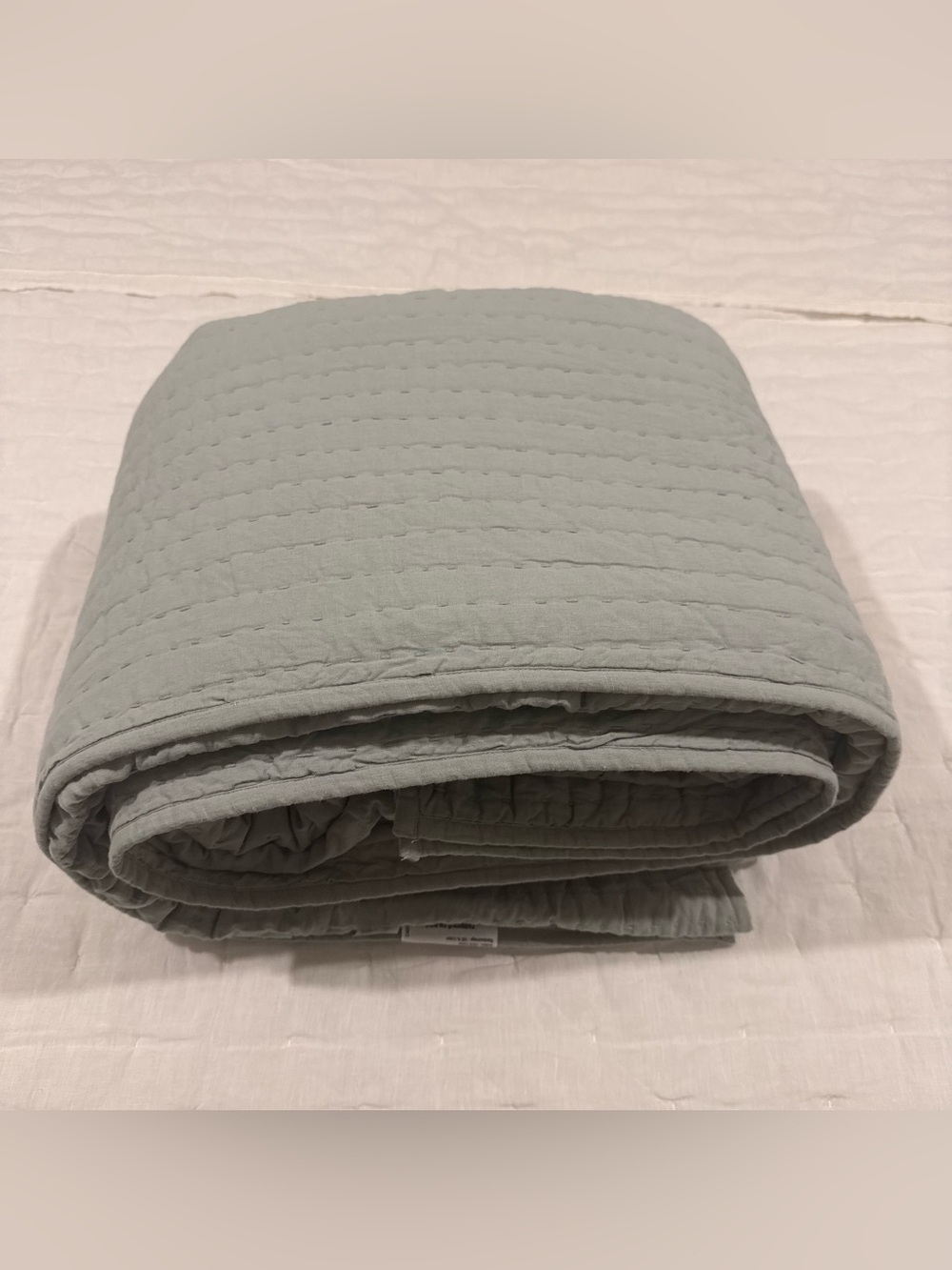 New Quince European Linen Cotton Stitch Quilt Set King/CalKing $219.90 Mist - Picture 6 of 9